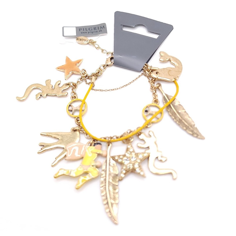 Pilgrim Danish Design Gold Tone Charm Bracelet NWT